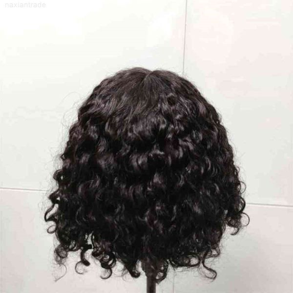 

mocha hu hair italian curly lace front wigs with t part pre plucked, Black