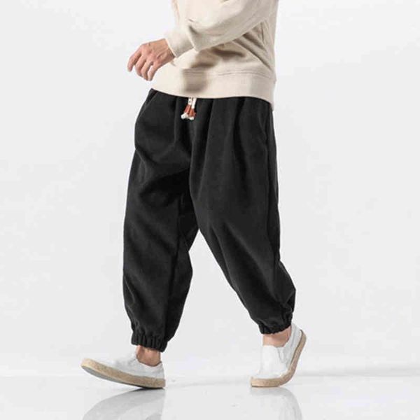 

hip hop harem pants men oversized streetwear fashion sweatpants autumn winter thick warm black pencil pants mens trousers w220214