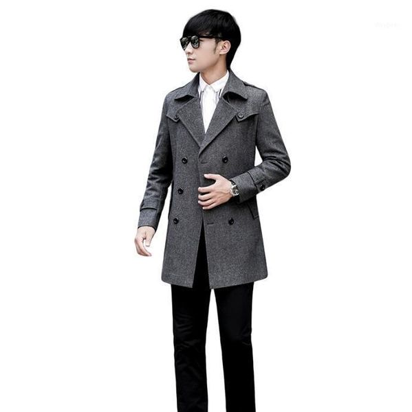 

grey casual woolen coat men trench coats 9xl long sleeves overcoat mens cashmere coat casaco masculino inverno erkek england1, Black