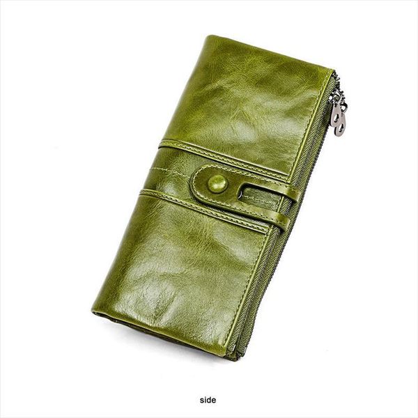 Venda quente Genuine Leather Mulheres Embreagem Carteira e Moeda Feminina Bolsa Portomonee Braçadeira para Telefone Bag Tither Handy Passport Holder