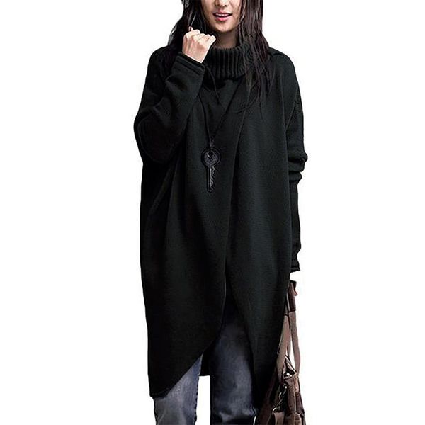 

winter women's sweater fashion solid color turtleneck asymmetric hem long sleeve sweater grils ladies blouse high quality, White;black