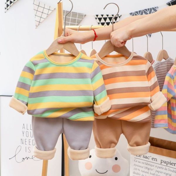 

set cotton children's pure warm underwear pajamas girls plush boys winter baby, Blue;red