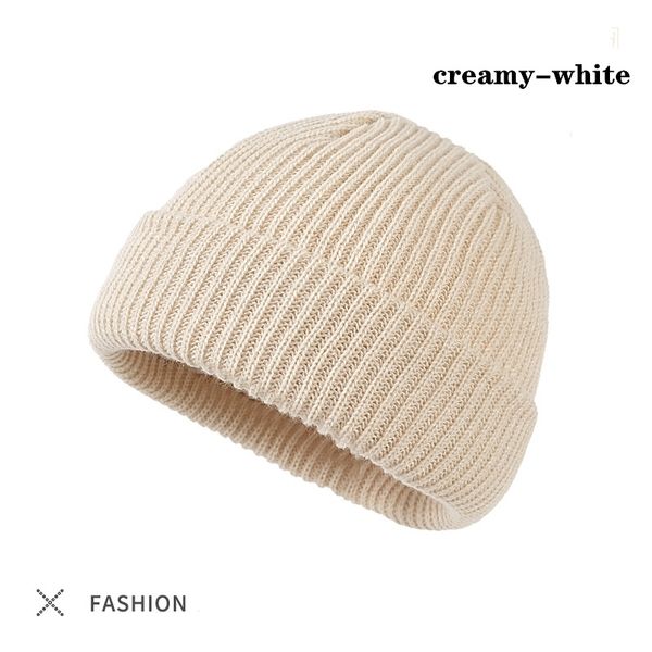 

new solid color wool beanie hat, knitted warm, soft, fashionable and simple, ladies wool casual hat, Black;white