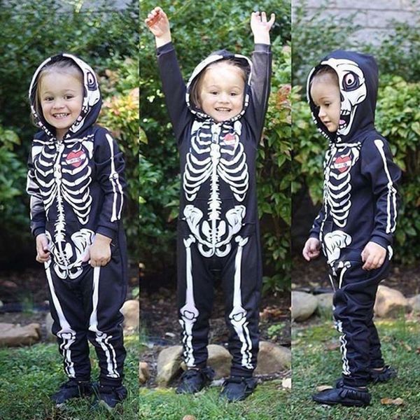

baby halloween costumes for kids skull skeleton baby rompers hooded newborn clothes for boys girls jumpsuit toddler clothing y200320, Blue