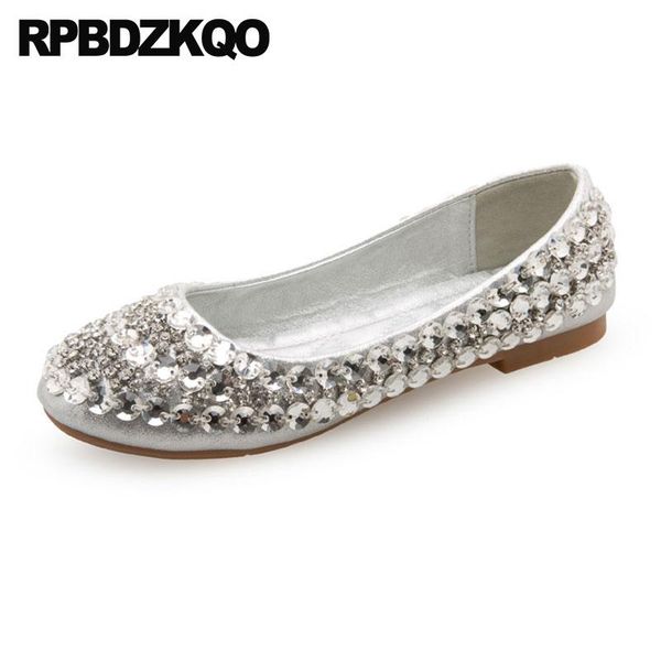 

свадьба балетки silver балерина flats платье metallic rhinestone кристалл китай круглый toe bling алмазный женщины золушка, Black