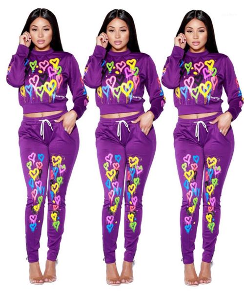 

causal autumn winter 2pcs sets long sleeve o neck hoodies and pants jogger fitness sports clothing for women floral womens tracksuits, Gray