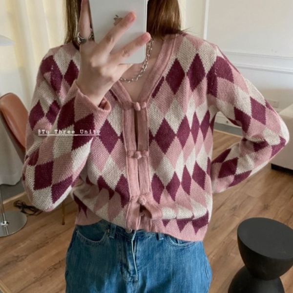 

autumn 2020 new mwoods south korea east gate korean lingge knitted cardigan sweater woman sweater sweater bgdpz, White;black