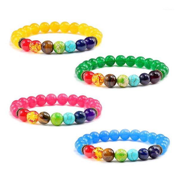 

beaded, strands 7 chakra bracelet colorful natural stone bead strand men women healing distance buddha bangles prayer yoga jewelry gift1, Black