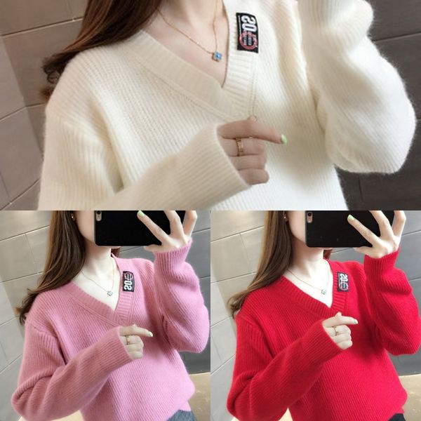 

utvbp autumn 2020 new korean bottom sweater with women's loose wearing and pulloversweater knitted outside inside pullover women's, White;black