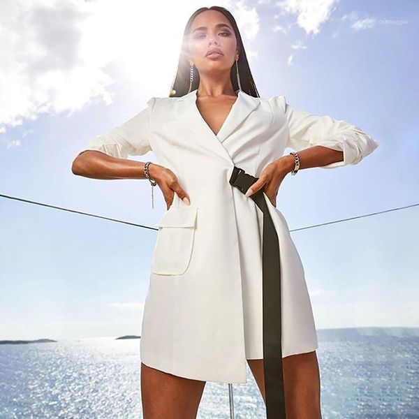 

women office coat patchwork turn down collar female slim jacket solid pocket belt fashion 2020 autumn high street lady jacket1, Black;brown