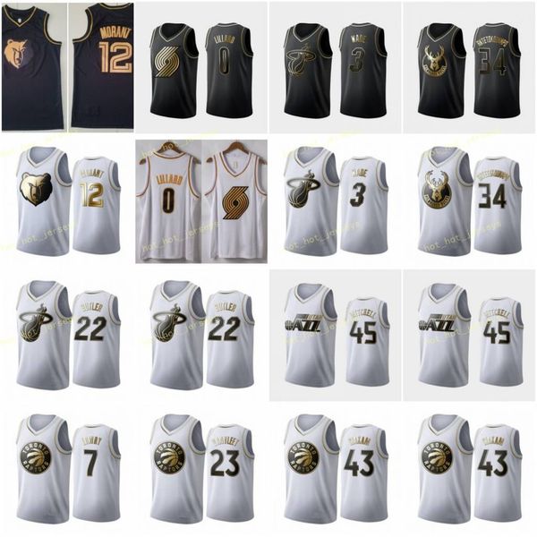 

golden dwyane 3 wade jimmy 22 butler giannis 34 antetokounmpo 0 lillard 00 anthony kyle 7 lowry 43 siakam 23 vanvleet donovan 45 mitchell, Black