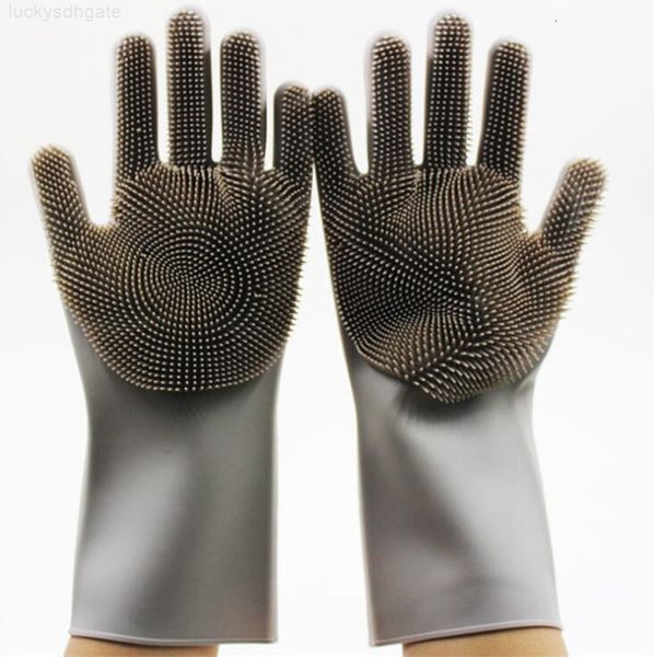 

resuable washing dishwashing dish glove gloves silicon dusting silicone waterproof mitten household scrubber kitchen bat
