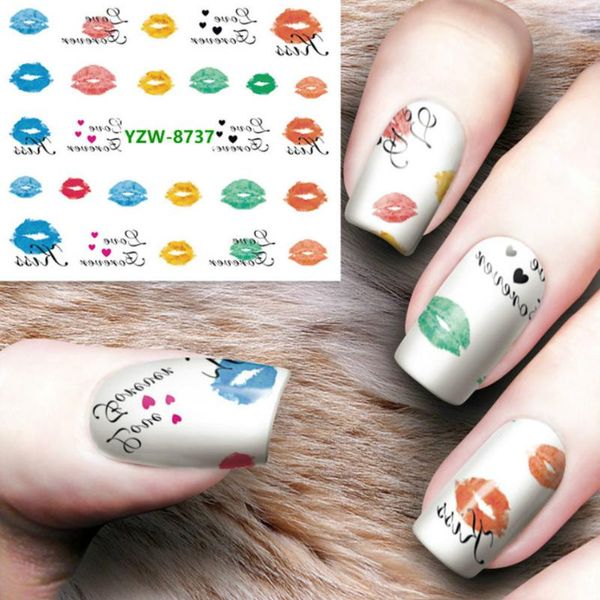 

nail gel 1pcs feather graffiti color lip print art design manicure soak off enamel polish uv lacquer varnish 37, Red;pink