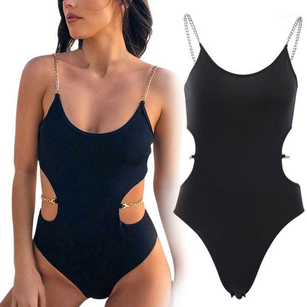 

2020 summer women swimsuit summer solid color slim hollow ladies fashion swimsuit1