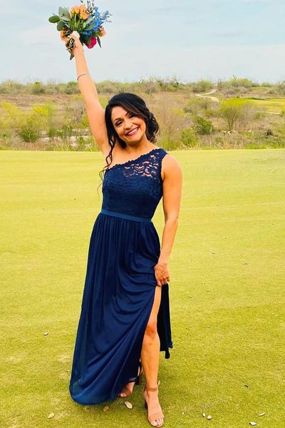 

deep blue chiffon bridesmaid dresses one shoulder prom dress for maid of honor gown wedding party dresses custom made l121, White;pink