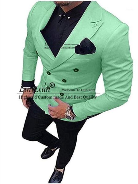 

cool groomsmen double-breasted groom tuxedos mens wedding dress man jacket blazer prom dinner 2 piece suit(jacket+pants)1, White;black