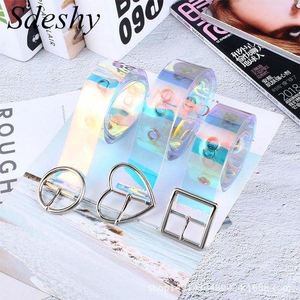 

belts fashion transparent women belt laser clear waist metal pin buckle for ladies girl jeans dress waistband, Black;brown