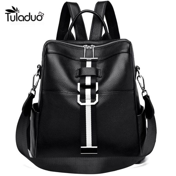 

outdoor bags est 100% real leather ladies backpack large capacity travel head layer cowhide shoulder bag