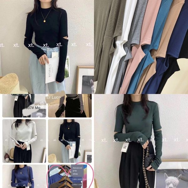 

корея 2020 осени следить за машину выдолбленной тонкого штуцер пассива длинного рукава east gate ulzz отверстие футболка футболки тенденции, White