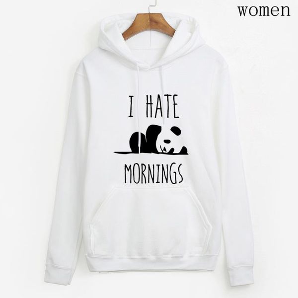 

tracksuis fashion women long sleeve hoodies 2021 moletom feminino fleece hoodies panda i hate mornings sweatshirt female, Black