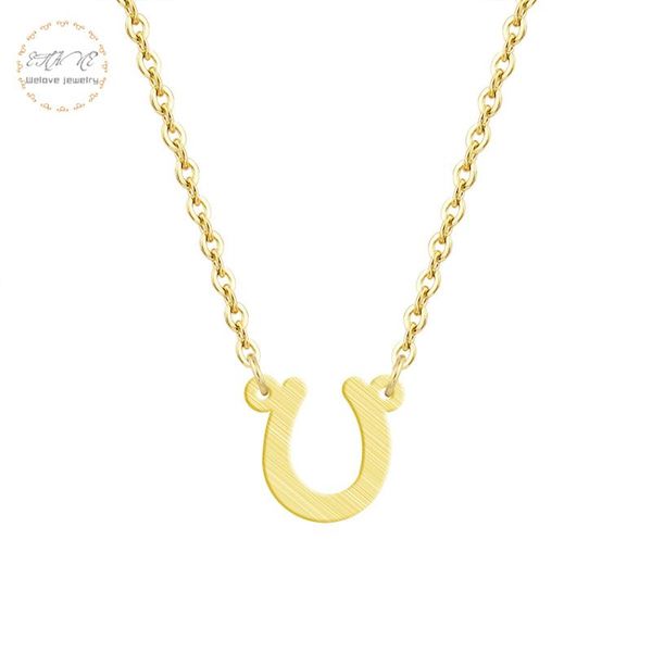 

luck tiny horseshoe charm necklace women men collar mujer stainless steel gothic chain collier rose gold jewelry bijoux femme, Silver