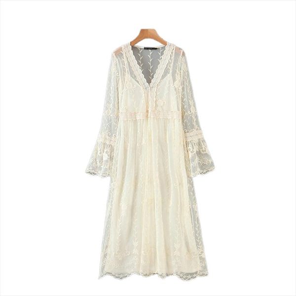 

fashion women elegant white embroidery lace dress 2 piece long sleeve ladies solid midi dress vestidos hy50, Black;gray