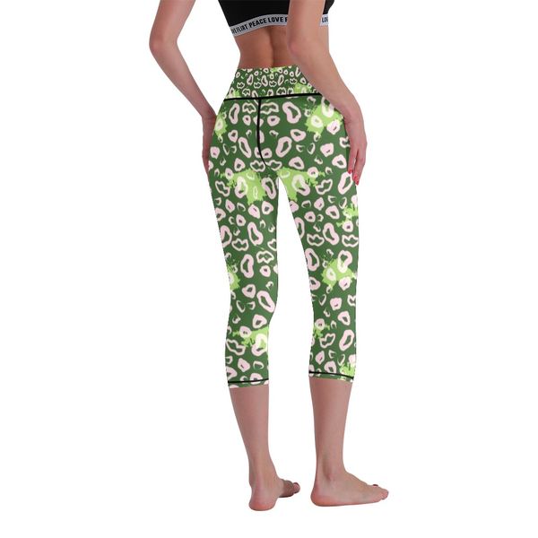 

digital printed yoga capris women's fashionable high elastic breathable exercise pants large, Black