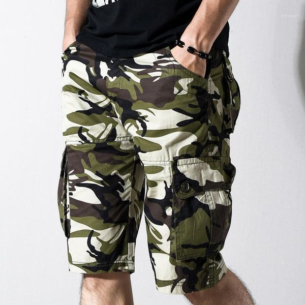

spring and summer the large size multi-bag casual pants tide men's waist outdoor tooling camouflage knee length pants1, White;black