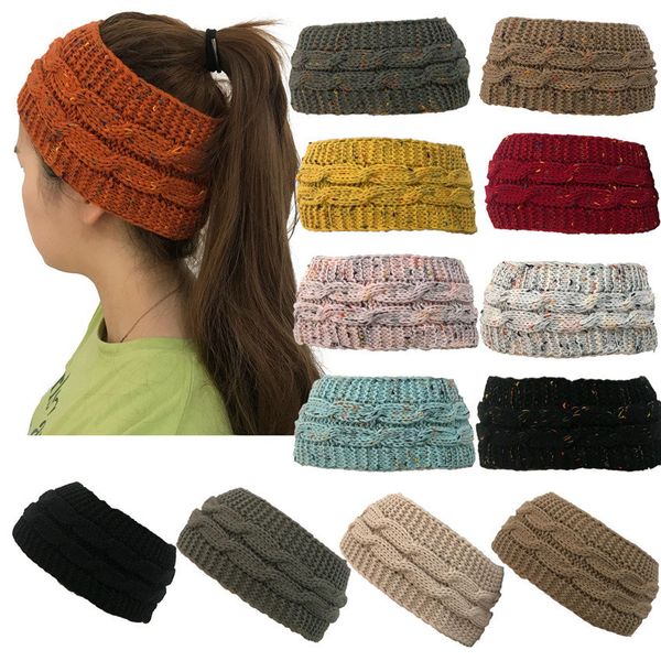 

solid color headband hair wrap designers knitting sport wide elastic head bands empty beanies winter ear warmer crochet headwrap f110201, Slivery;white