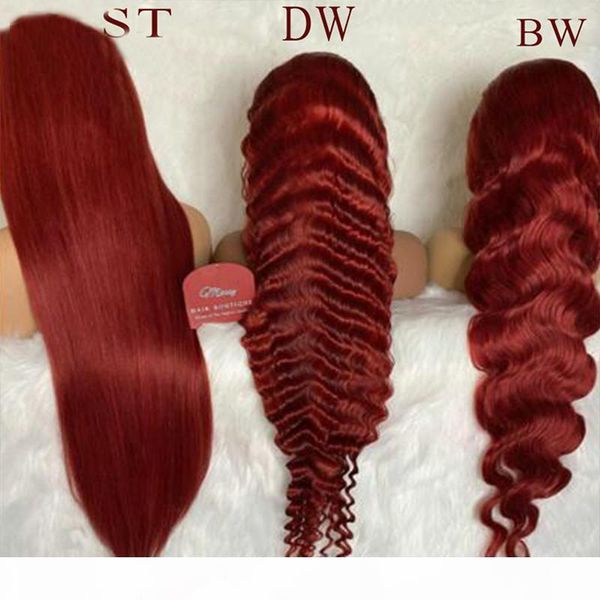 

remy human hair lace front wigs red straight 13x6x1 t type lace frontal wigs deep wave lace frontal wigs, Black;brown