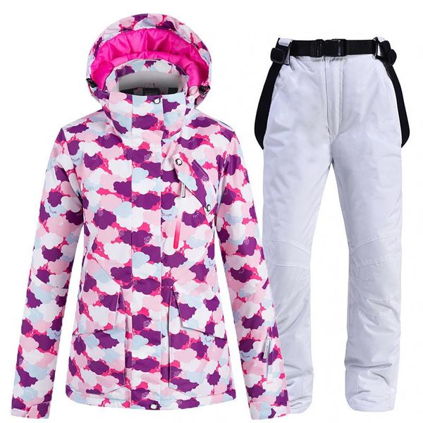 

skiing suits ski suit women's outdoor winter warmth thickening windproof waterproof veneer double board korean pants and equipment