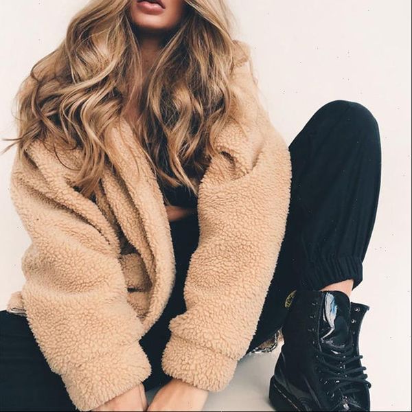 

new fashion womens wool fashion zipper plush comfort winter outside wear plus size coat drop shipping good quality, Black