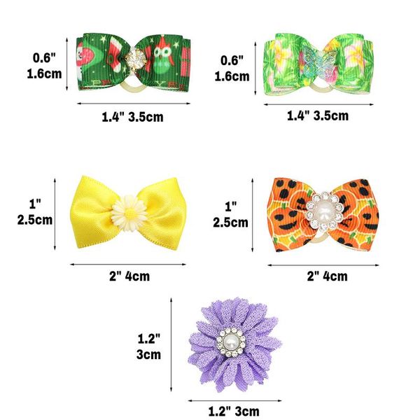 

20pcs/lot christmas halloween dog hair bows for puppy yorkshirk small dog hair accessories grooming bows rubber bands bbygco