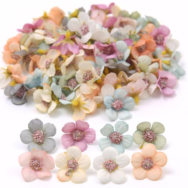 

30pcs 2cm multicolor daisy flower head mini silk artificial flower for crown scrap wedding home decor diy garland h bbycko