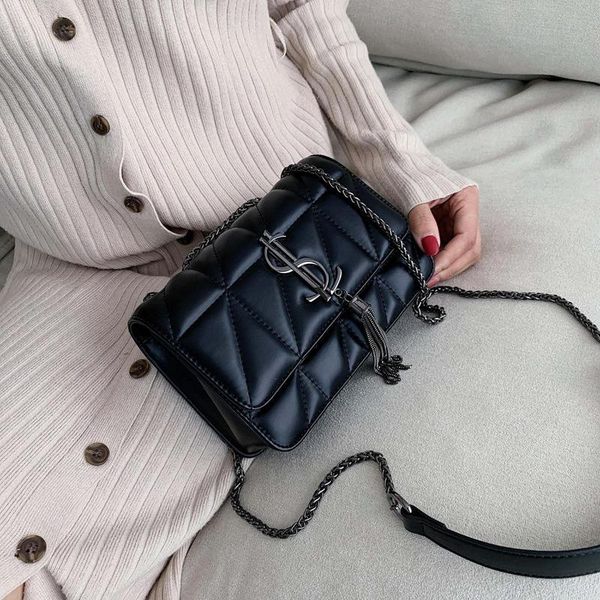 

ladies messenger bag new pu single shoulder small square bag fashion rhombus chain female