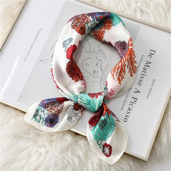 

2020 fashion women silk bag scarf square foulard floral print lady neck hair scarves bandana head kerchief shawl and wraps new wmtxbo, Blue;gray