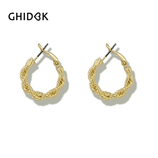 

ghidbk gold color small twisted hoops earrings for women minimalist round circle earrings modern statement hoop huggie, Golden;silver