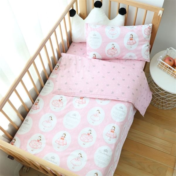 3 pcs Baby Bedding Set para menino Menina Nordic Algodão Crianças Cama Berço Kit Kit Berço Bedding Para Recém-nascidos Nenhum enchimento Permitir tamanho personalizado 201210