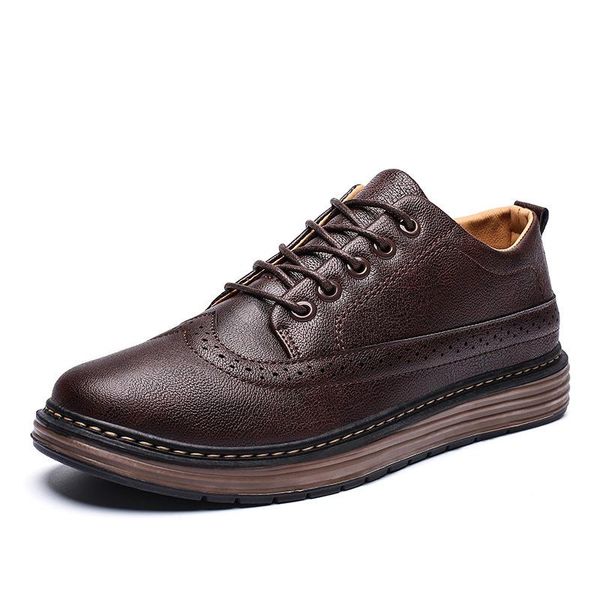

2021 spring new style fashion england trendy shoes korean-style trend versatile men's leather shoes business lace-up casual leat, Black