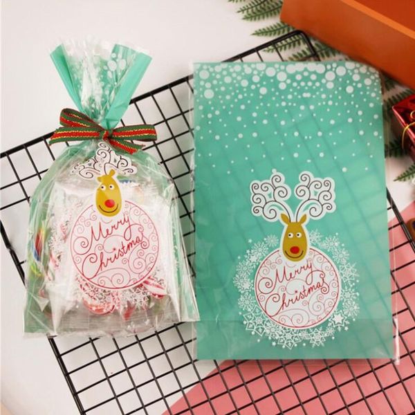 

100 pcs new cookies mooncake candy bag 14x20cm big size green color print milu deer colorful style gifts for birthday party bbyhuu