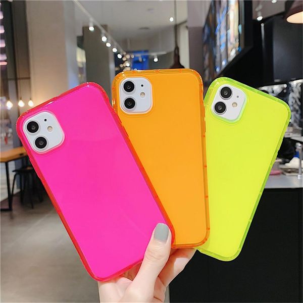 

fluorescent color phone case for iphone 11 pro shockproof cases neon case soft tpu clear phone cover for iphone 7 8 plus x