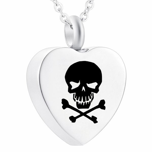 

halloween skull stainless steel heart jewelry pendant necklace festival halloween party keepsake with fill kit package bag, Silver