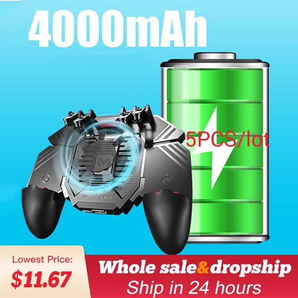 

game controllers & joysticks 2021 fashion ak77 for pubg helper mobile phone gamepade radiator handle water-cooled fan six fingers pugb power
