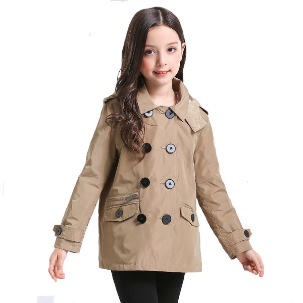 

fashion brand spring girl jackets girls outerwear coats detachable hooded coat for children clothing for 6y-12y, Blue;gray