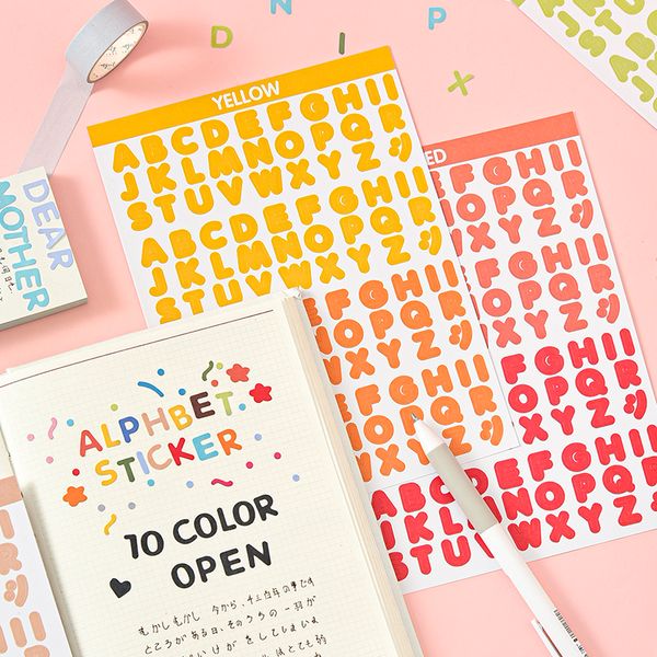

2 sheets/pack of candy color alphanumeric stickers used for scrapbook decoration album decoration planner stickers stationery