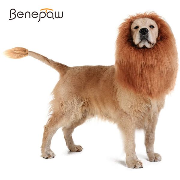 Benepaw confortevole piccolo medio grande cane leone criniera parrucca regolabile durevole Pet abiti costume di Halloween facile da pulire LJ201130