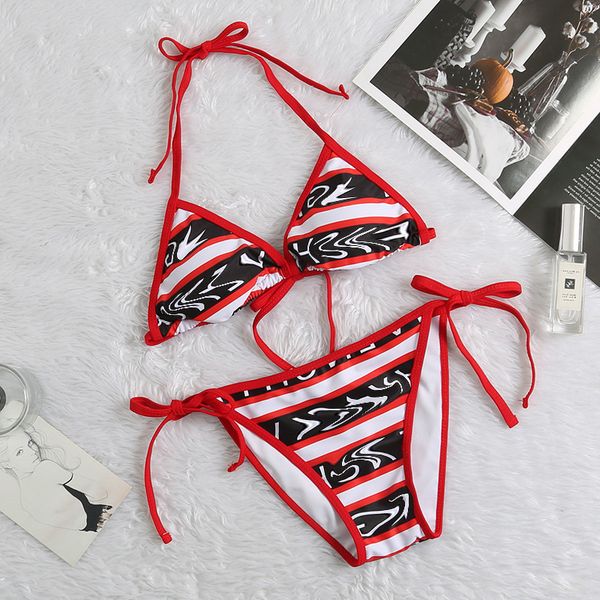 

fashion brand bikini female alphabet print triangle swimsuit