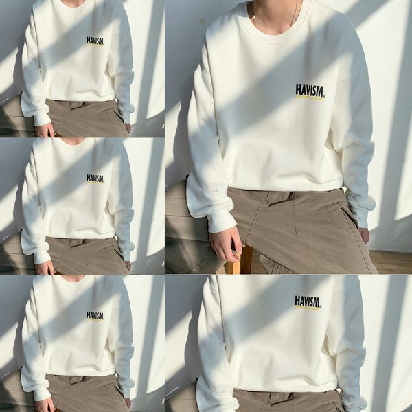 

rdp82 20 students ins version pulloversweater pullover of crew versatile loose korean neck trend solid color sweater youth large casual b pu, Black