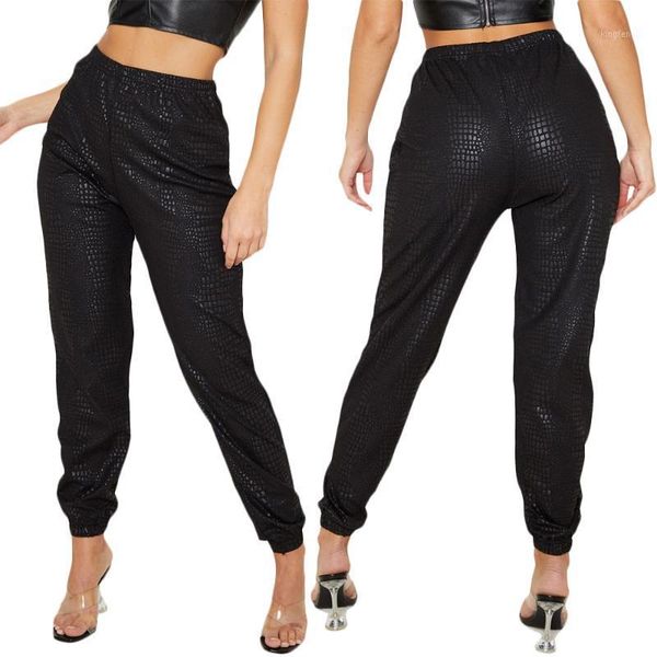 

black casual pants women elastic shinny party trousers elegant solid club trousers1