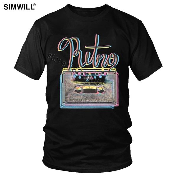 

vintage retro cassette summer soft round neck short sleeved 80s glitch tape casual tee sport hooded sweatshirt hoodie men t shirt